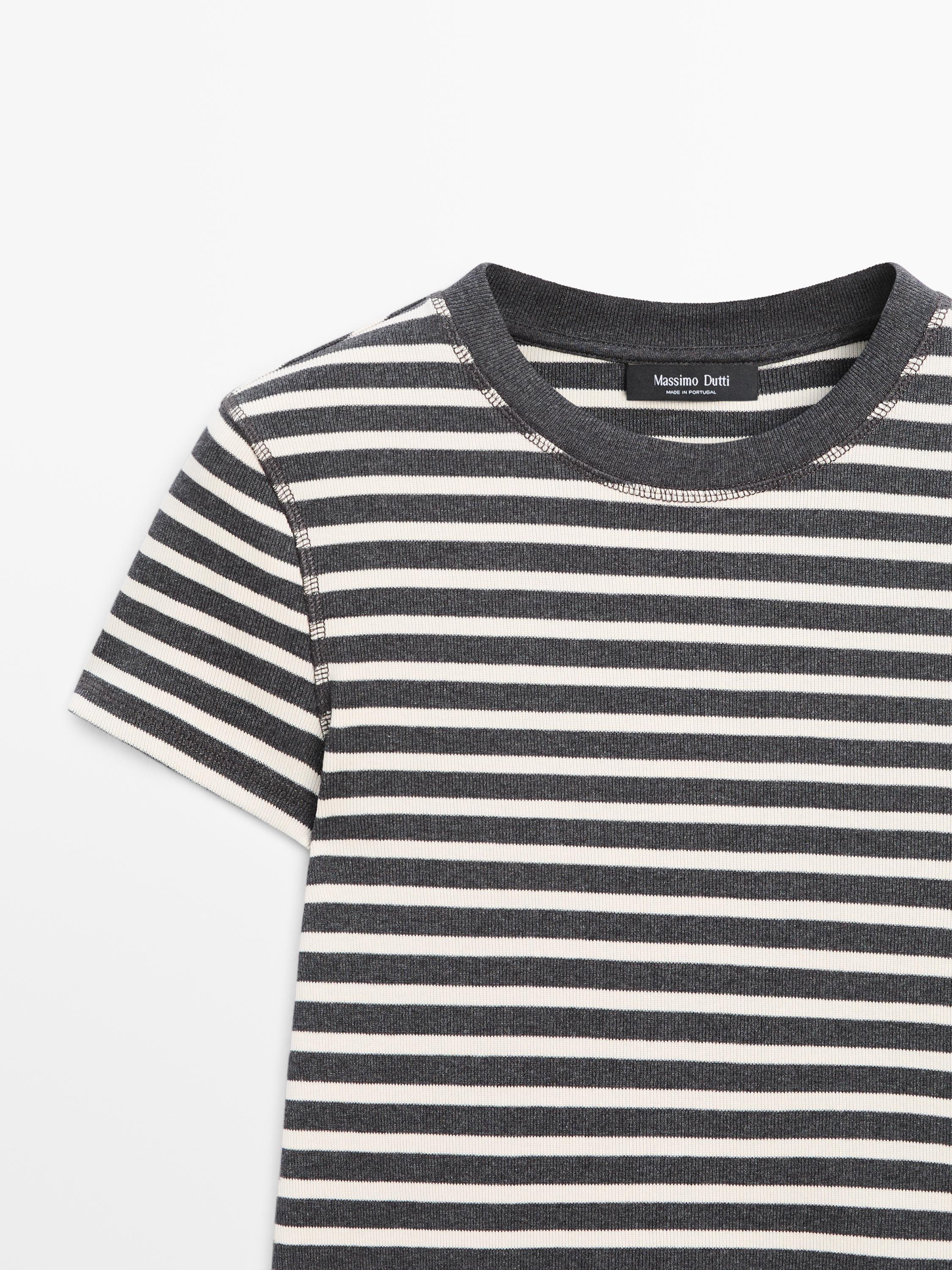 Striped short sleeve cotton T-shirt